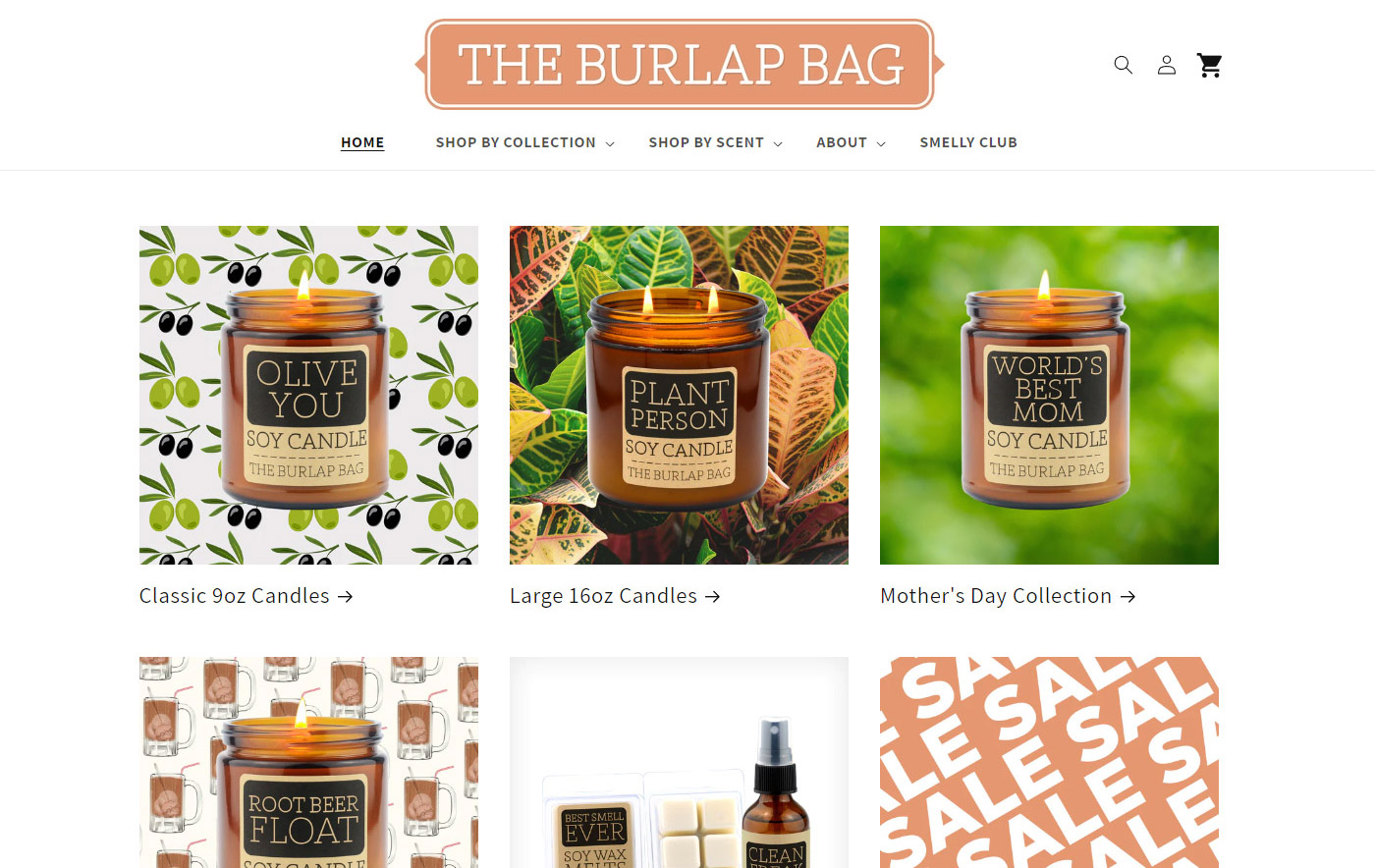 Screenshot of The Burlap Bag website.