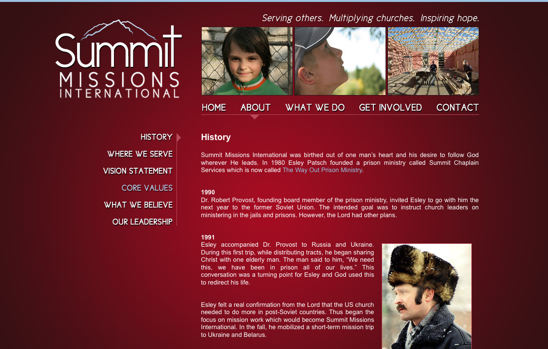 Screenshot of Summit Missions website.