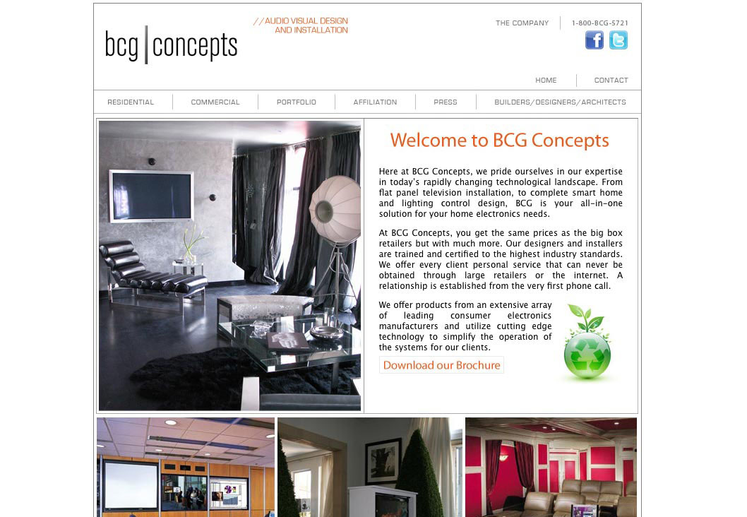 Screenshot of BCG Concepts website.